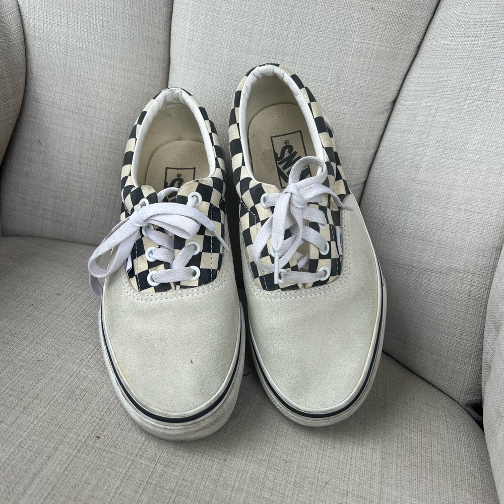 Vans Checkerboard Low-Top Sneakers in Black and White